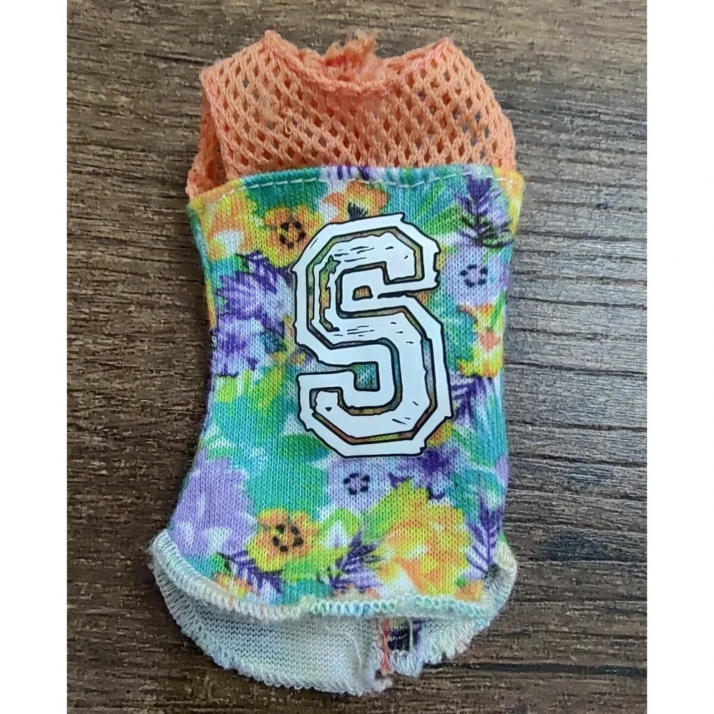 Barbie Doll Skipper Sleeveless Shirt Letter S Floral Print Mesh Detail Z32